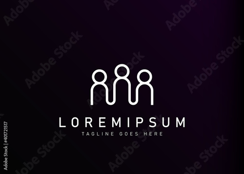 Social connection logo design. Vector illustration of social human relationship. Modern logo design with line art style.
