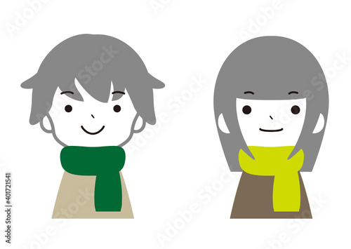 マフラー　男の子と女の子