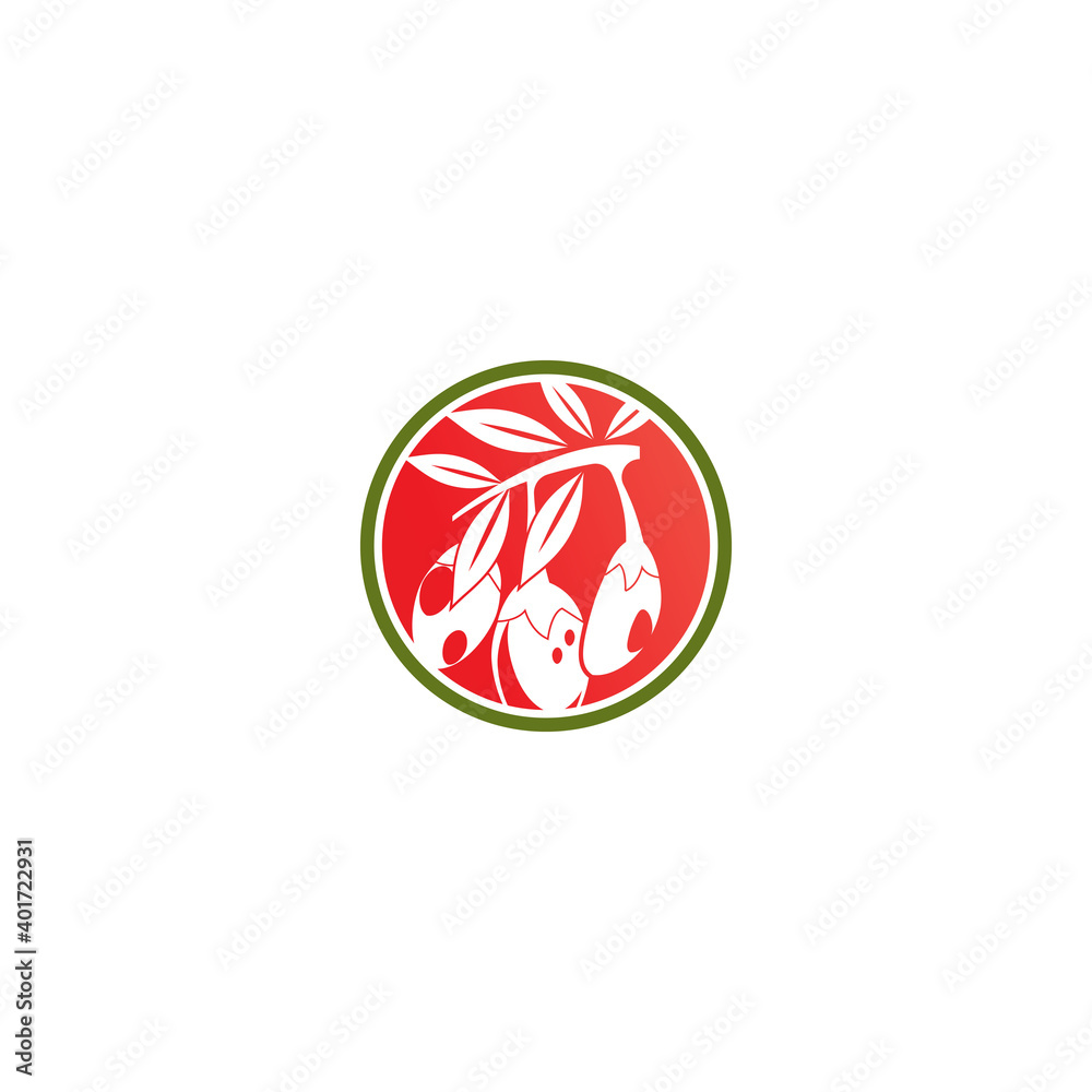 Goji berries logo. Isolated goji berries on white background Goji berries logo. Isolated goji berries on white background