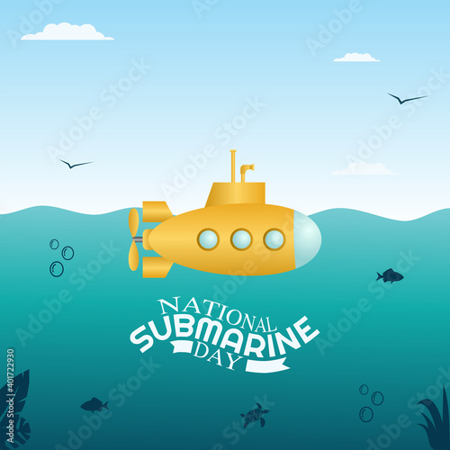 vector graphic of national submarine day good for national submarine day celebration. flat design. flyer design.flat illustration.
