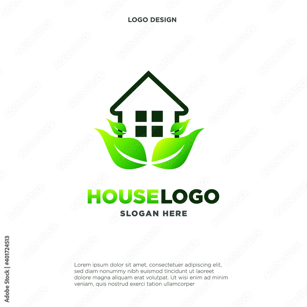Leaf House logo designs concept vector, Nature Home logo symbol, Home logo icon Leaf House logo designs concept vector, Nature Home logo symbol, Home logo icon