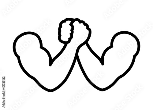 Arm wrestling or armwrestling sport line art vector icon for sports apps and websites