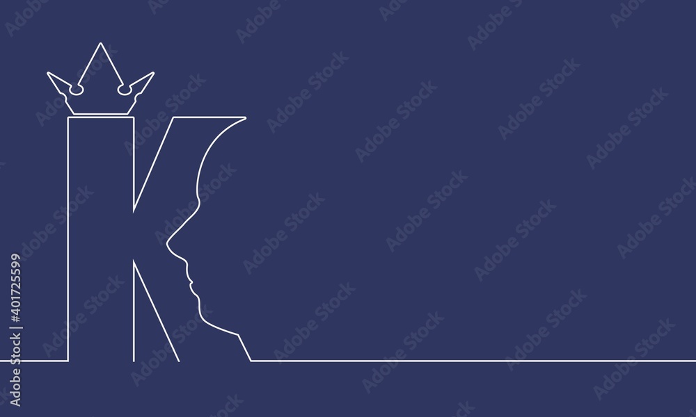 King royal luxury emblem. Face and crown icon. Business fantasy sign with K letter King royal luxury emblem. Face and crown icon. Business fantasy sign with K letter