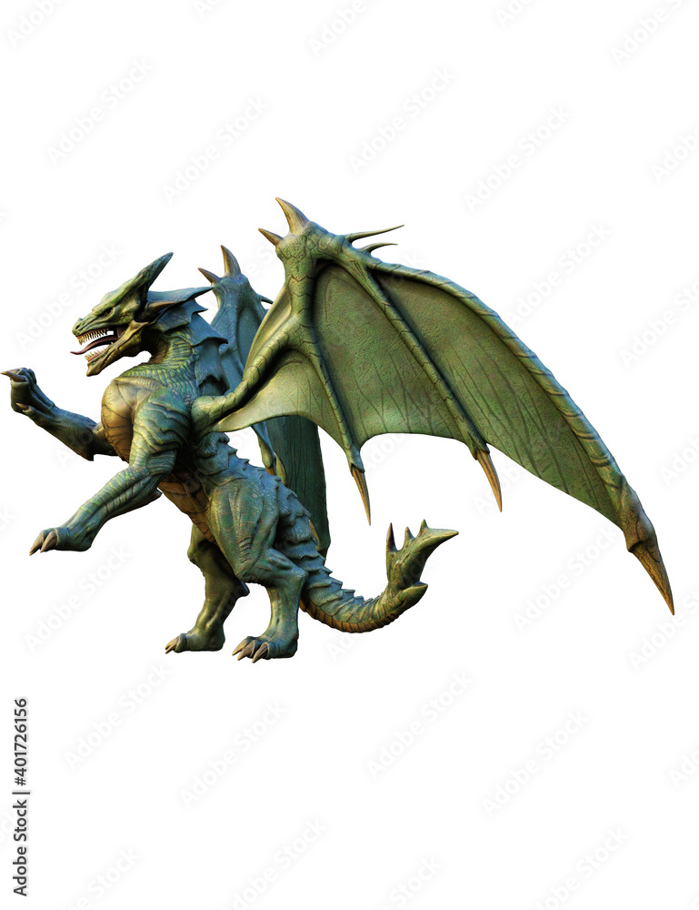 Fototapeta premium 3d ilustrtion black dragon wyvern