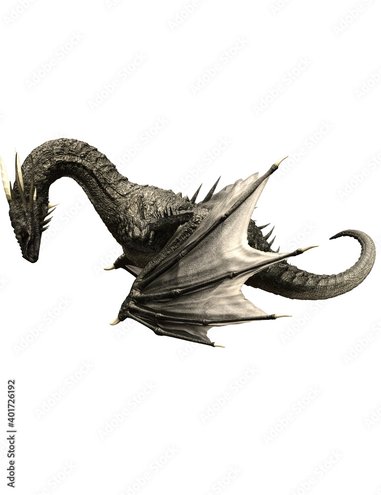 3d ilustrion black dragon wyvern Иллюстрация Stock | Adobe Stock