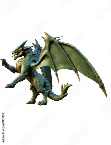 3d ilustrtion black dragon wyvern