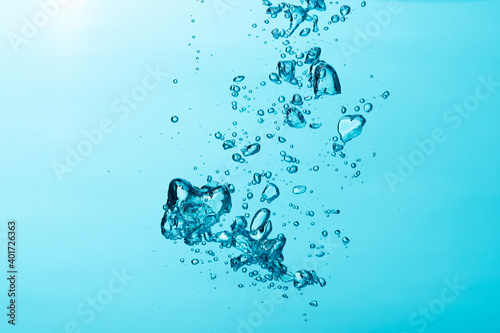 Close up of air bubble , isolated on blue background.