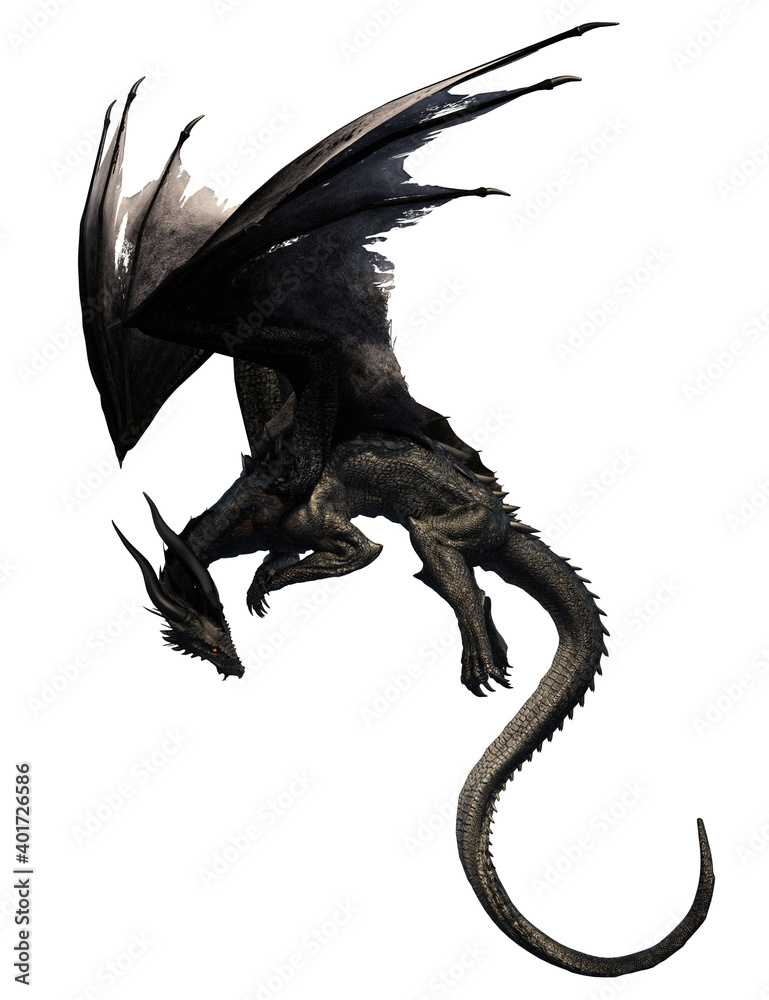 3d ilustrtion black dragon wyvern Stock Illustration | Adobe Stock
