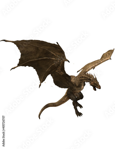 3d ilustration black dragon wyvern