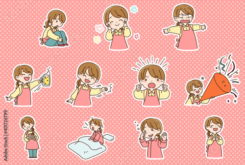 主婦・女性保育士　表情セット