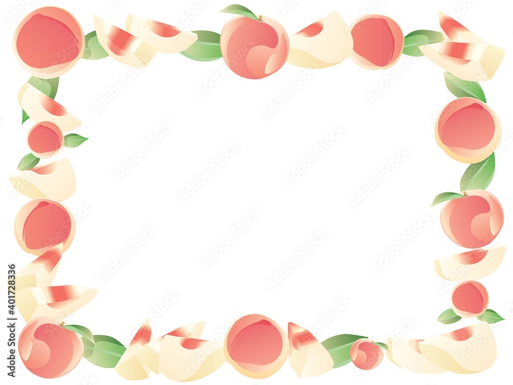 桃のフレームのイラスト