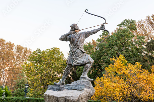 Statue of Arash the Archer ,a heroic archer-figure of Iranian mythology, in Sa'dabad palace Complex, built by the Qajar and Pahlavi monarchs