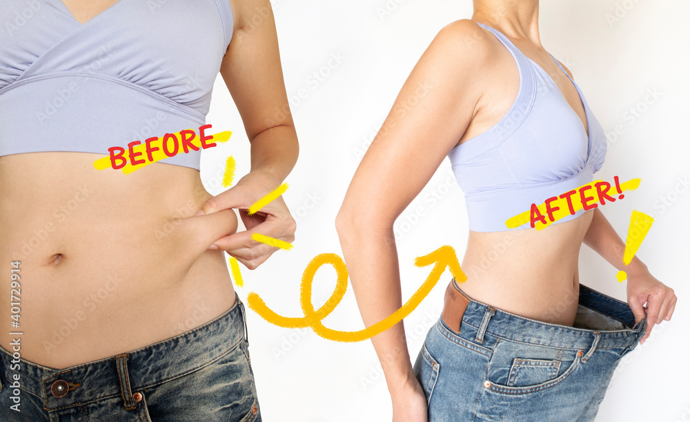 お腹太り ビフォーアフター イラストあり Stock Photo Adobe Stock