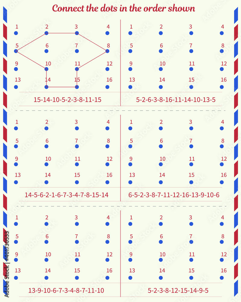Obraz premium Worksheet for children. Connect the dots in the order shown