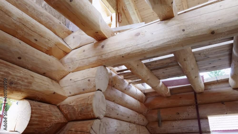 Construction of wooden log house Construction of wooden log house