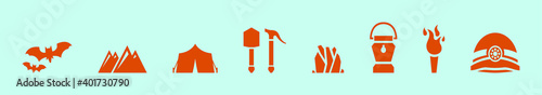 set of cavern cartoon icon design template with various models. vector illustration isolated on blue background