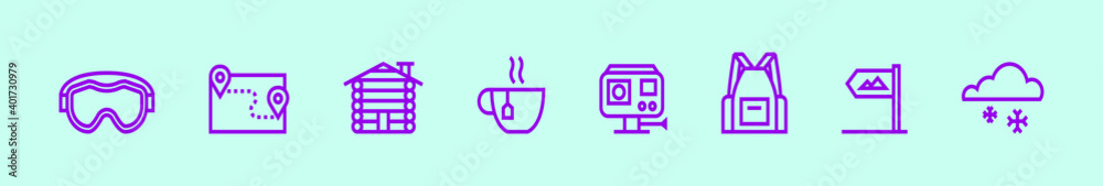 set of winter element cartoon icon design template with various models. vector illustration isolated on blue background set of winter element cartoon icon design template with various models. vector illustration isolated on blue background