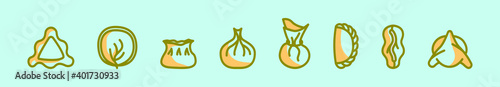 set of dumplings cartoon icon design template with various models. vector illustration isolated on blue background
