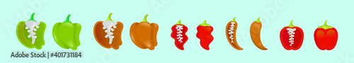 set of habanero chili peppers cartoon icon design template with various models. vector illustration isolated on blue background
