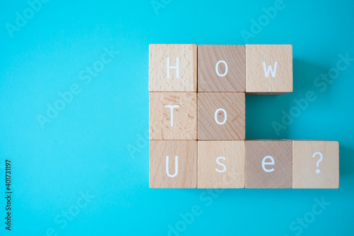 使い方｜積み木ブロックで作ったHow To Use?の文字 photo