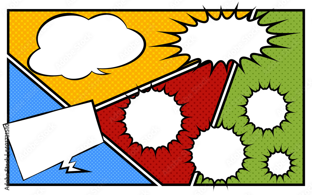 イラスト素材 アメコミ風 ポップな吹き出しとコマ割されたドットの背景 Stock ベクター Adobe Stock イラスト素材 アメコミ風 ポップな吹き出しとコマ割されたドットの背景 Stock ベクター Adobe Stock
