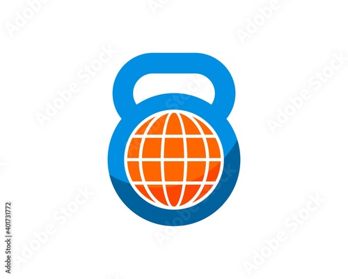 Gym kettle bell with abstract globe inside