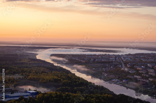 sunset over the river