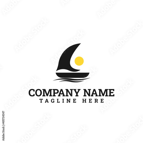 sailboat dhow ship logo vector illustration