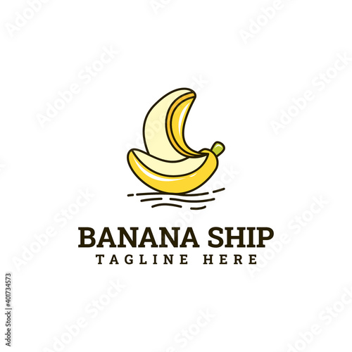 unique banana boat logo in flat style