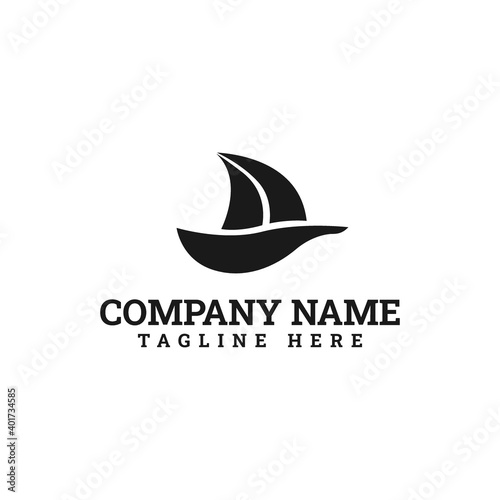 Traditional sailing boat silhouette logo design