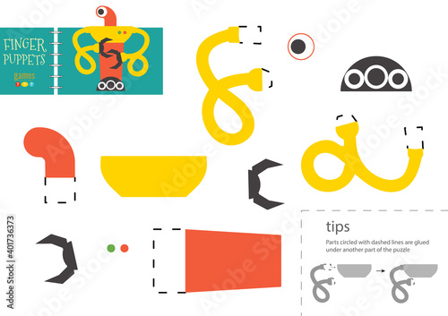 Cut and glue paper toy vector illustration