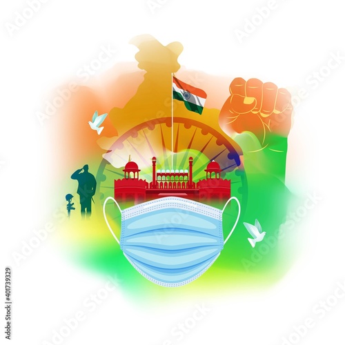 Indian Patriotic concept banner with abstract tricolor background   vector illustration poster.