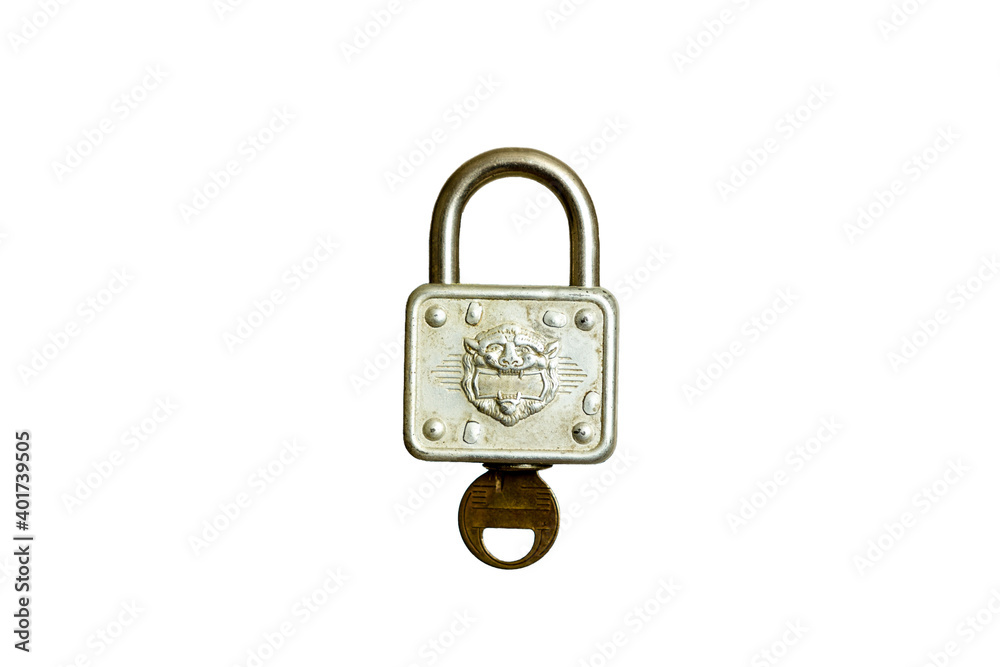 Antique pad lock with key - closed Antique pad lock with key - closed