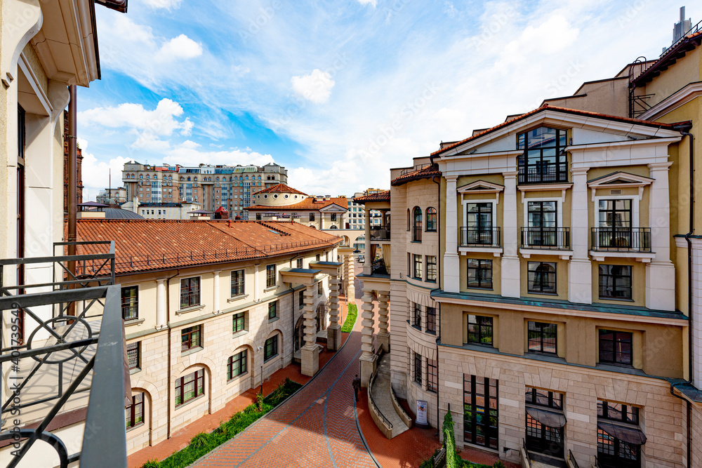 Fototapeta premium prestigious residential area with houses in the center of Moscow on a clear summer day