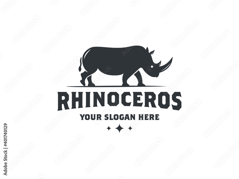 rhinoceros vector logo illustration vintage