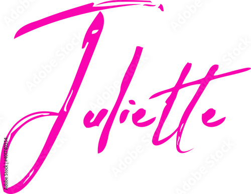 Brush Calligraphy Typescript Juliette Female Name in Pink Color