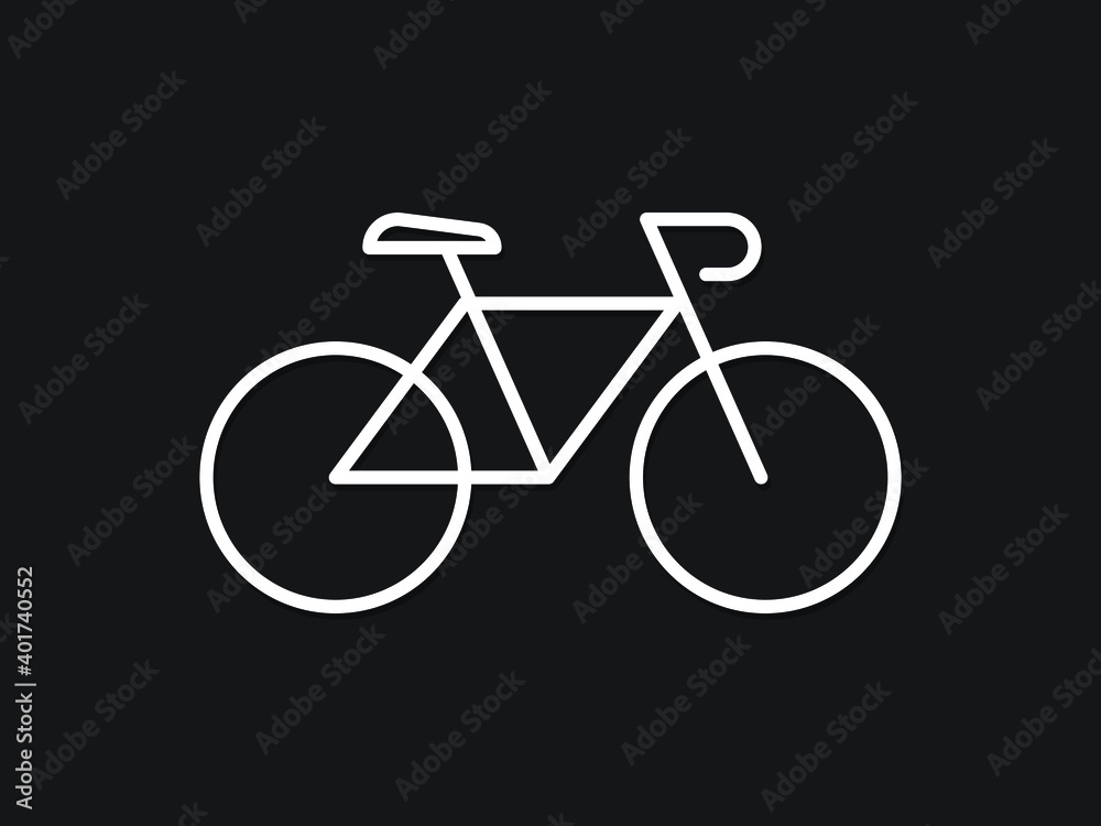 Fototapeta premium Simple bicycle icon isolated on black background. Outline style of bicycle icon vector