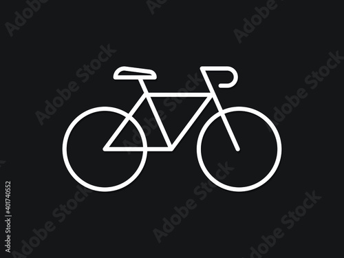 Simple bicycle icon isolated on black background. Outline style of bicycle icon vector