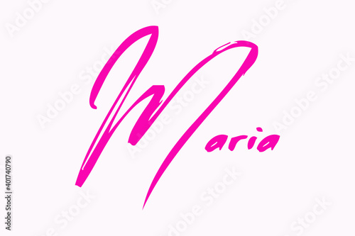 Brush Typography Typescript Female Name " Maria"  in Pink Color