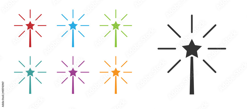 Black Firework icon isolated on white background. Concept of fun party. Explosive pyrotechnic symbol. Set icons colorful. Vector.