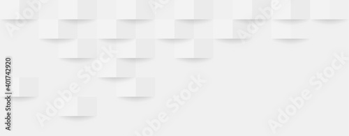 Abstract 3d modern square banner background. White and grey geometric pattern texture. Vector art illustration © Zenzeta
