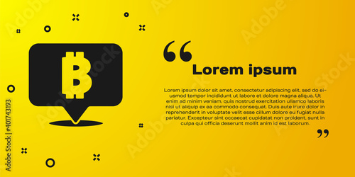 Black Cryptocurrency coin Bitcoin icon isolated on yellow background. Physical bit coin. Blockchain based secure crypto currency. Vector.