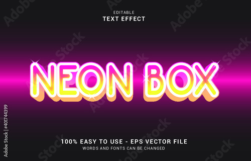 editable text effect  neon box style