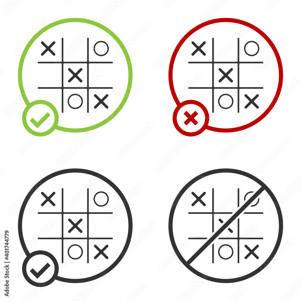 Black Tic tac toe game icon isolated on white background. Circle button. Vector. Black Tic tac toe game icon isolated on white background. Circle button. Vector.