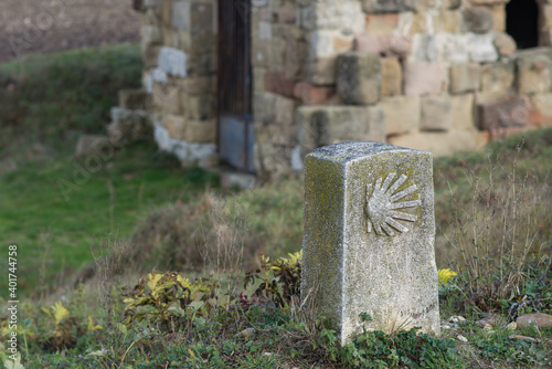 Vifranca Montes de Oca, Spain, January 10, 2019: Scenes from the Camino de Santiago as it passes through Montes de Oca, province of Burgos, Spain. Hermitage of San Felix