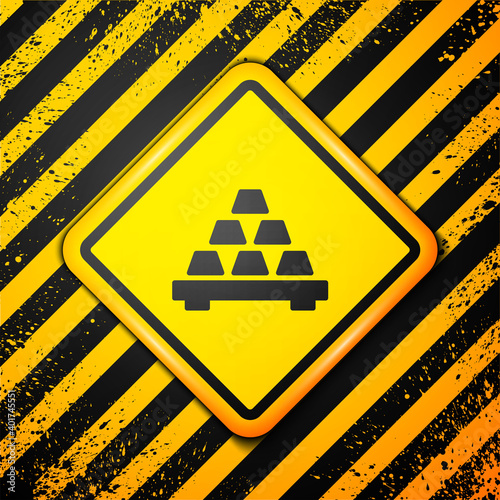Black Gold bars icon isolated on yellow background. Banking business concept. Warning sign. Vector.
