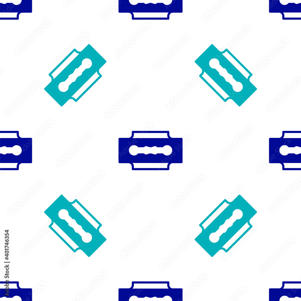 Blue Blade razor icon isolated seamless pattern on white background. Vector. Blue Blade razor icon isolated seamless pattern on white background. Vector.