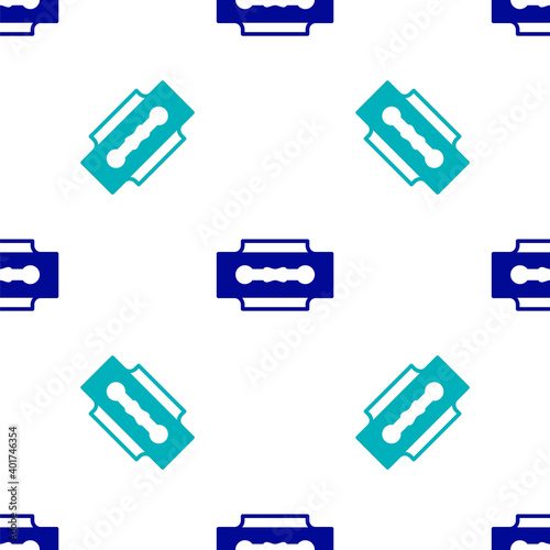 Blue Blade razor icon isolated seamless pattern on white background. Vector.
