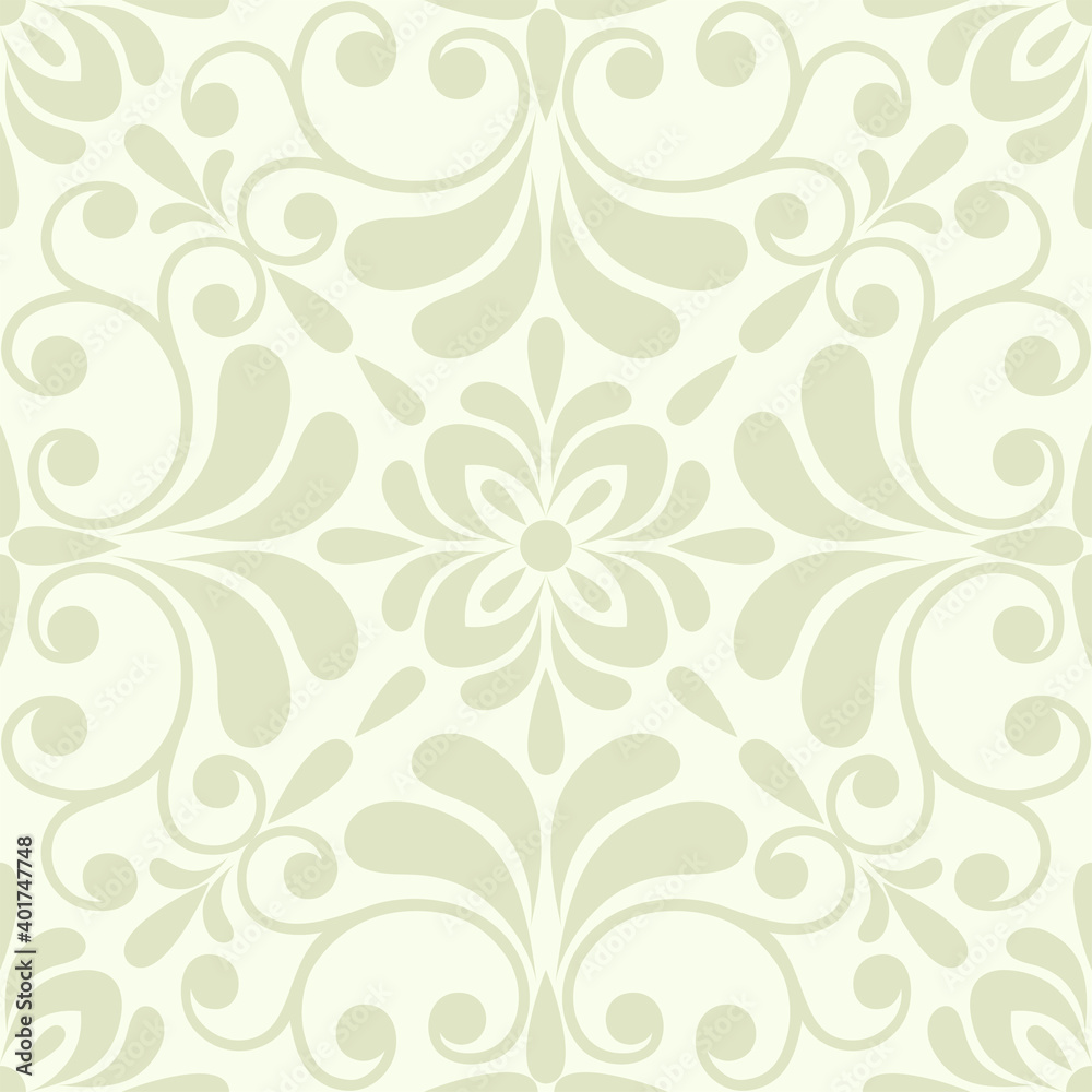 Seamless light background with beige pattern in baroque style. Vector retro illustration. Ideal for printing on fabric or paper for wallpapers, textile, wrapping. Seamless light background with beige pattern in baroque style. Vector retro illustration. Ideal for printing on fabric or paper for wallpapers, textile, wrapping.