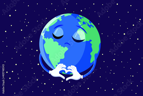 Sad Earth Making a Heart Sign Gesture